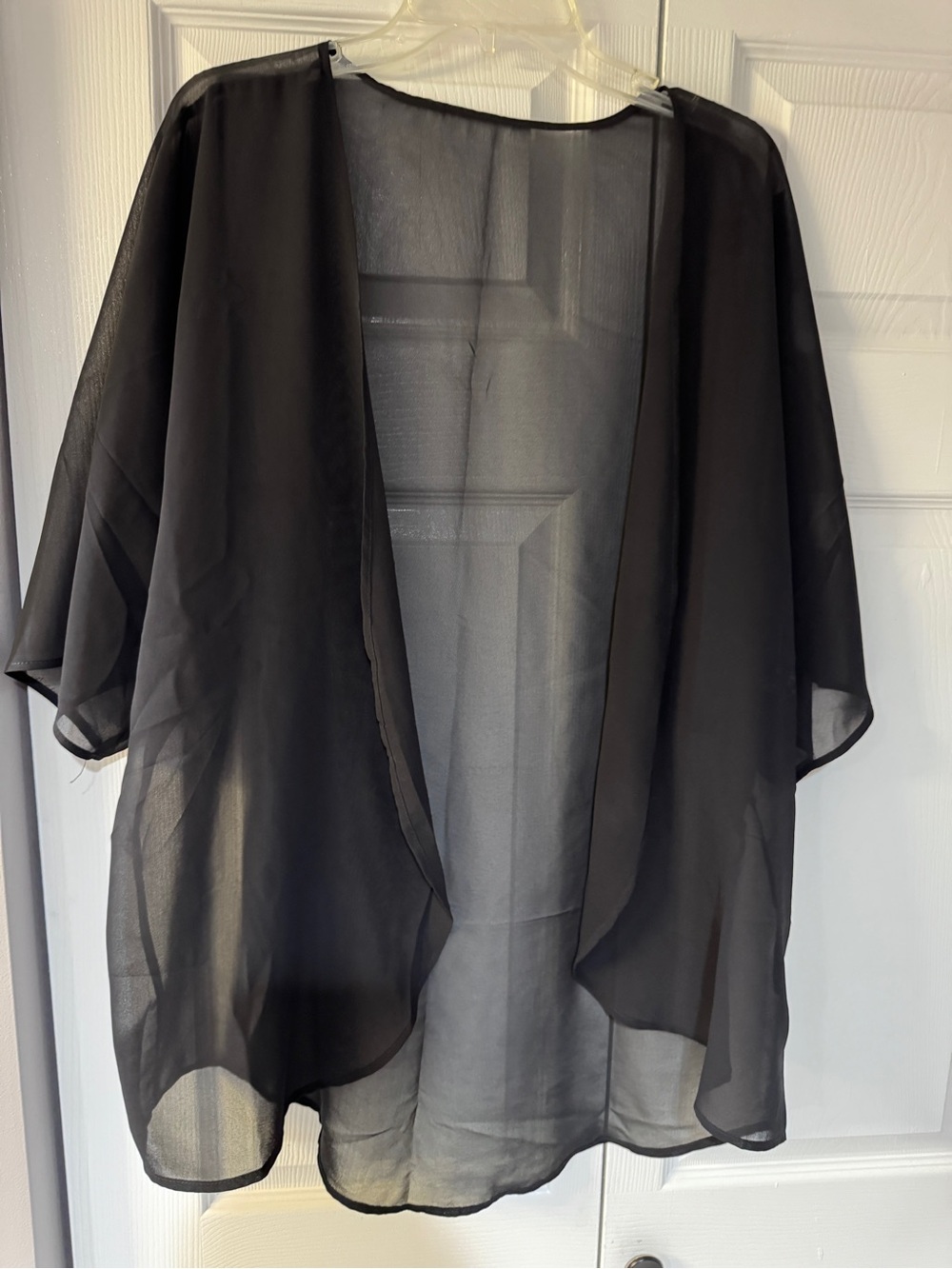 Sheer Black Open Front Kimono